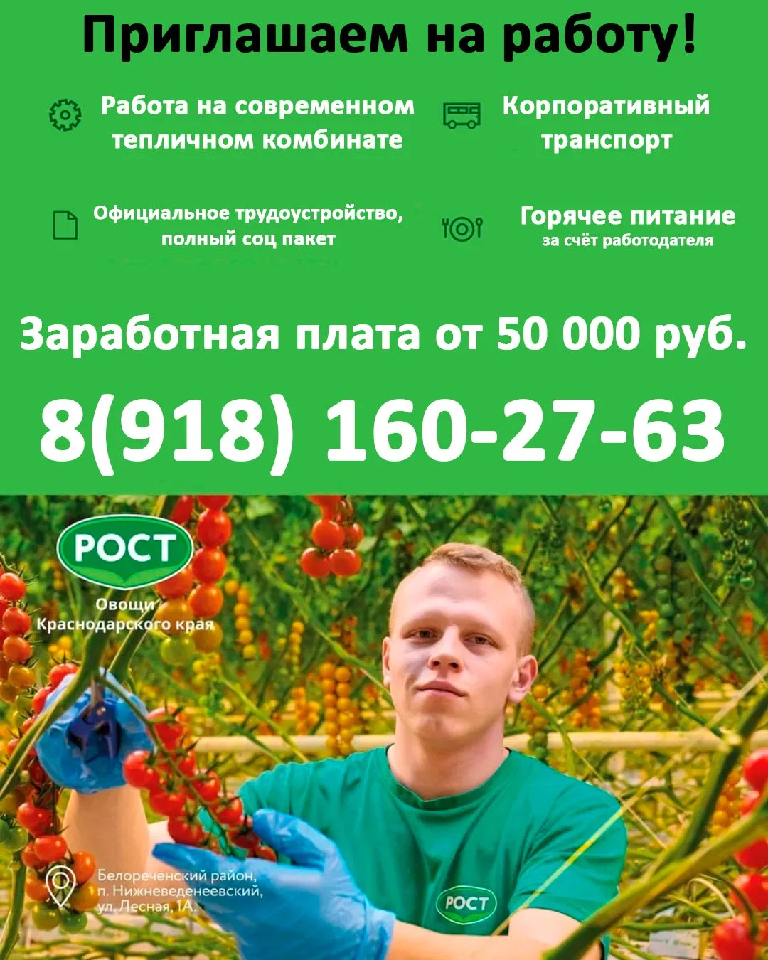 ООО "Овощи Краснодарского края". Срочно требуются: - рабочий склада з/п 54 000 руб (график 2/2) - по
