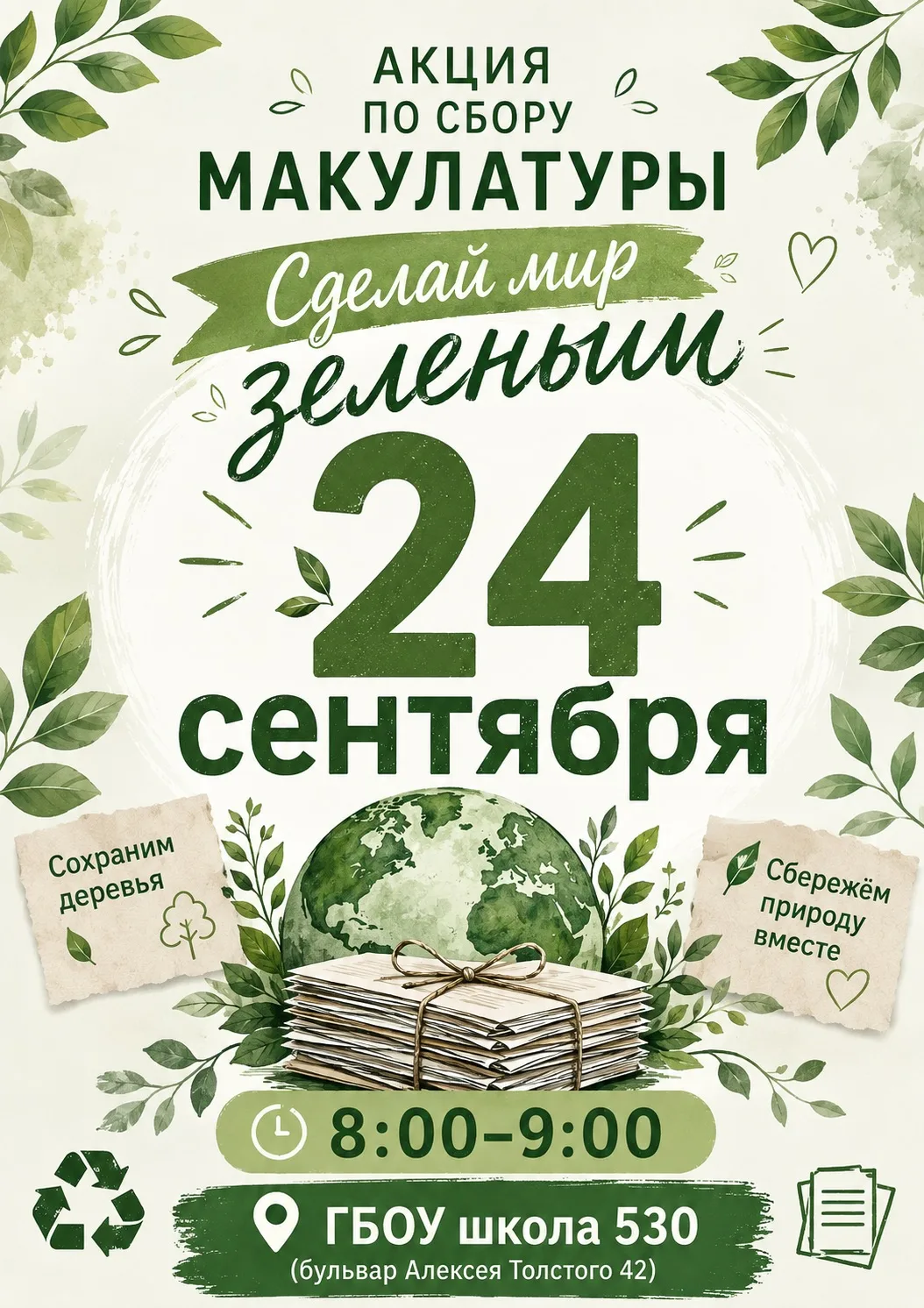 🌿 АКЦИЯ «СДЕЛАЙ МИР ЗЕЛЁНЫМ»♻️