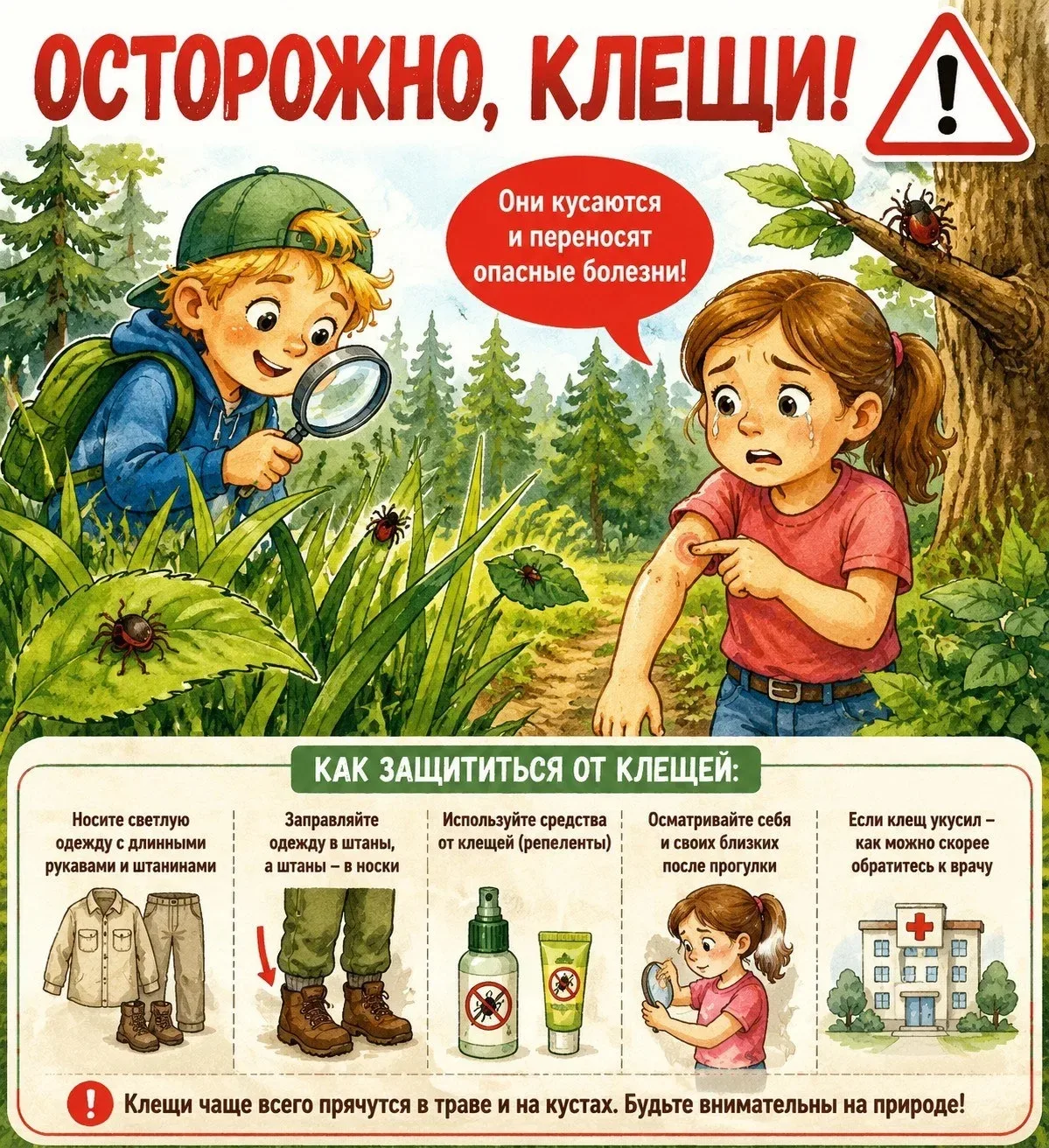 Памятка "Осторожно, клещи!"