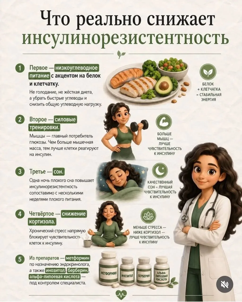 Что реально снижает инсулинорезистентность? ✅