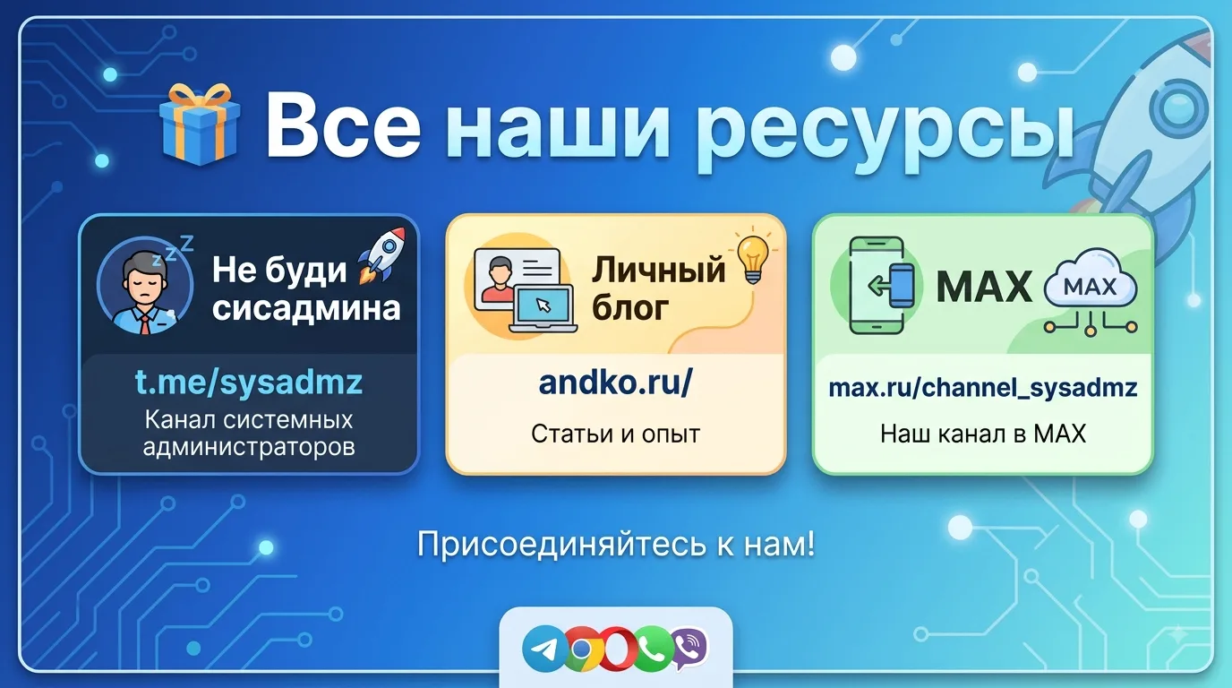 🚀Не буди сисадмина | ⚡️Личный блог | 🧿 МАХ