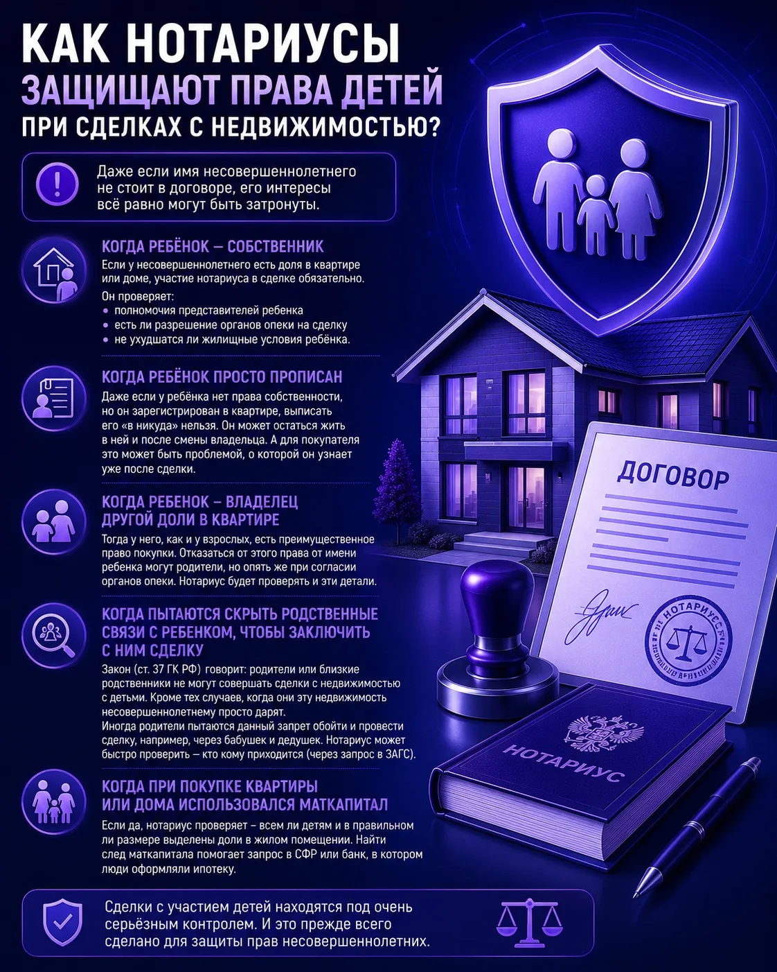 КАК НОТАРИУСЫ ЗАЩИЩАЮТ ПРАВА ДЕТЕЙ ПРИ СДЕЛКАХ С НЕДВИЖИМОСТЬЮ?