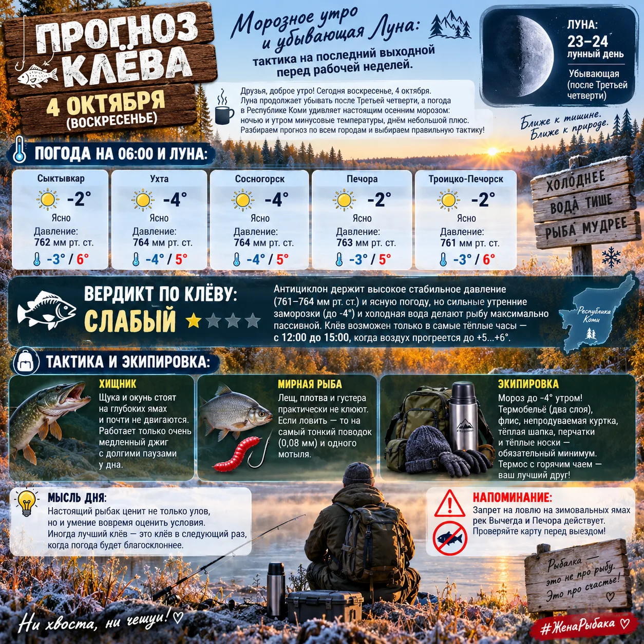 ПРОГНОЗ КЛЁВА: 4 октября (Воскресенье)