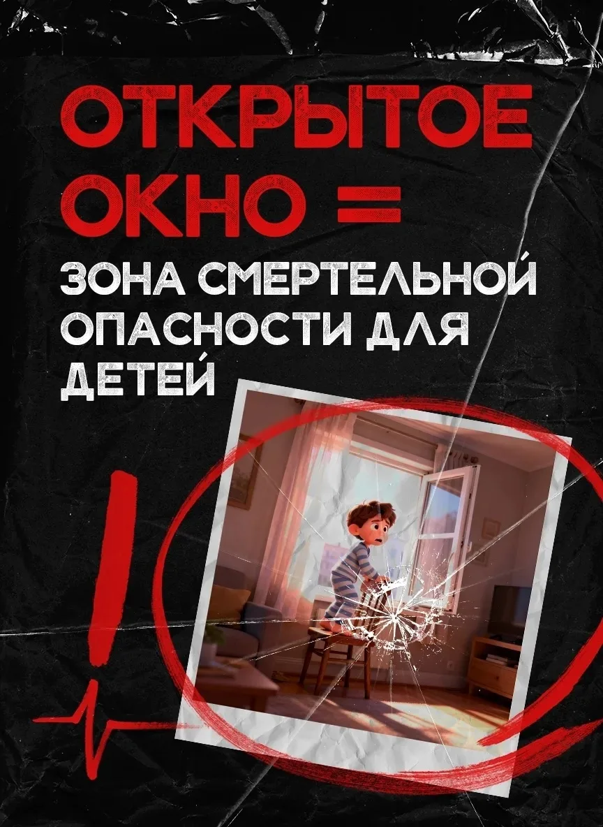 ⚡️ Родители, открытые окна могут представлять серьезную опасность для детей.