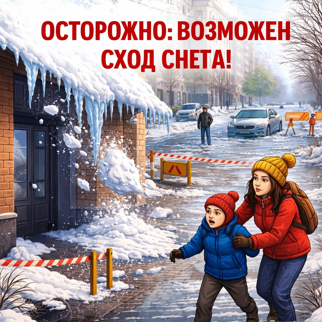 ❗ ВНИМАНИЕ! ОТТЕПЕЛЬ В период оттепели возрастает риск схода снега и наледи с крыш, а также подтопле