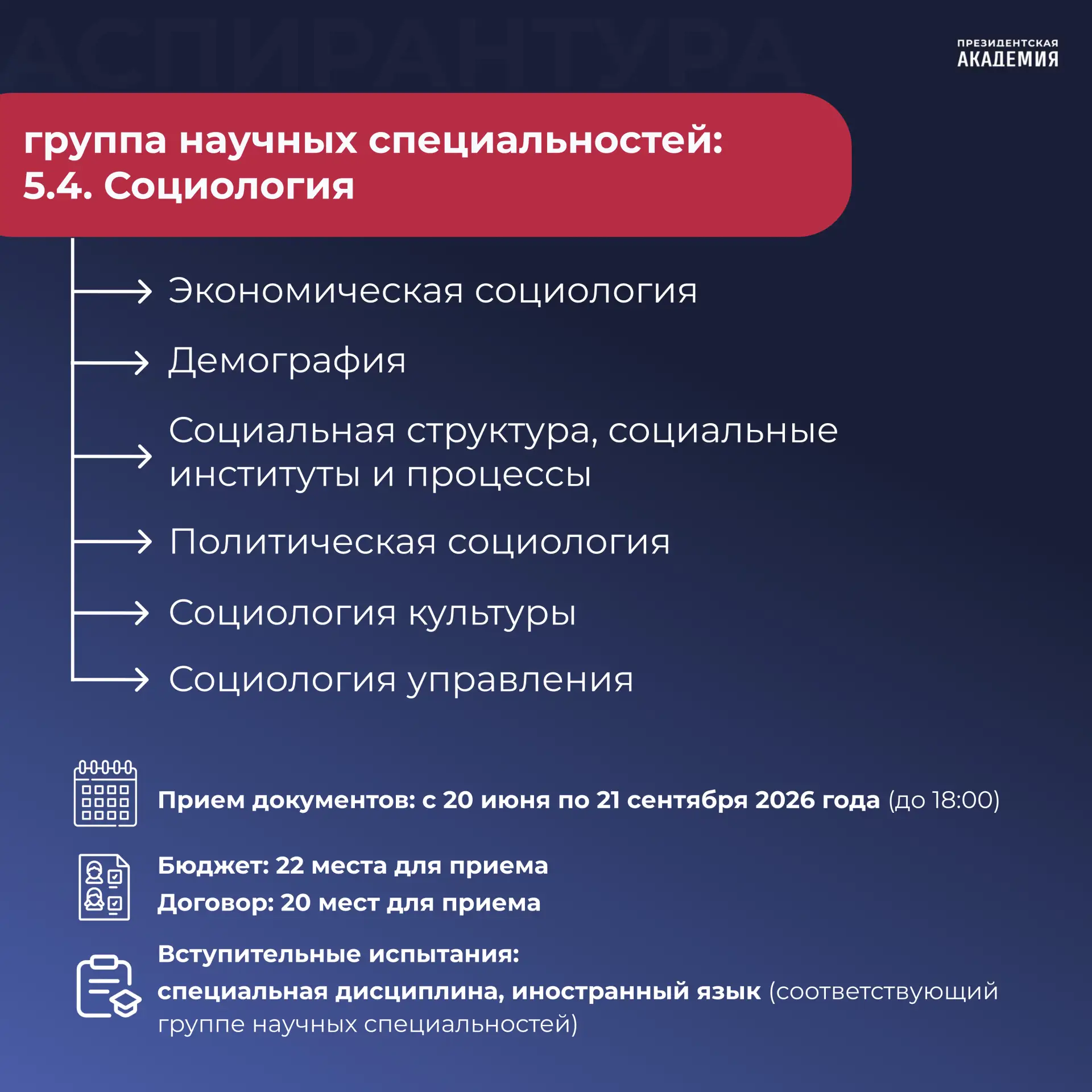 🎓  Поступление в аспирантуру Академии: какие программы аспирантуры реализуются?