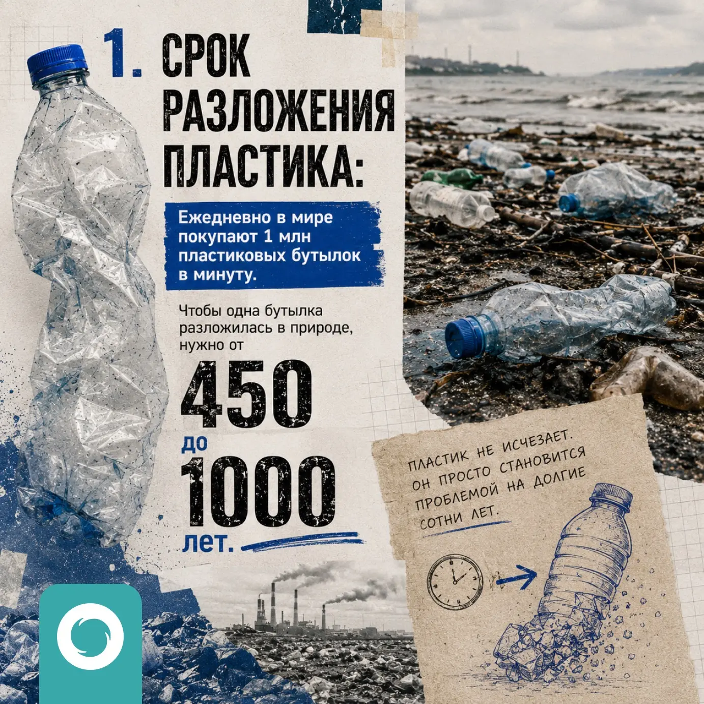 ♻️ Задумывались ли вы над тем, сколько «живут» отходы?

❗️ Пластиковая бутылка разлагается около 450