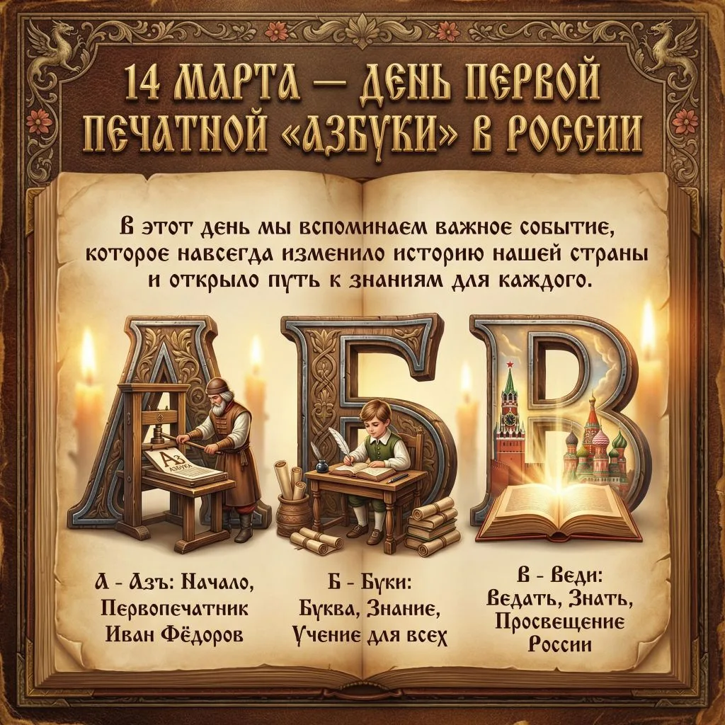 📚14 марта — День первой печатной «Азбуки» в России!