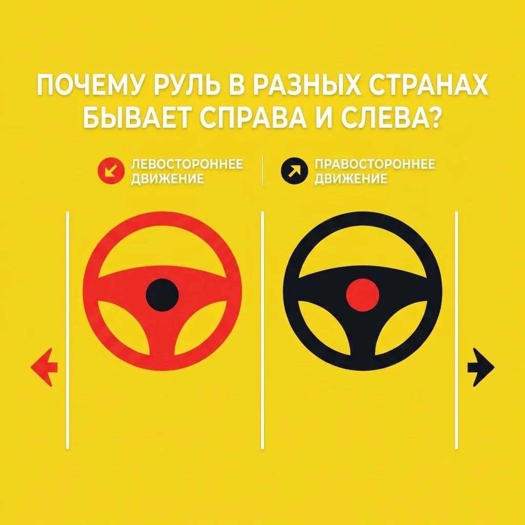 🚗 Почему руль в разных странах бывает справа и слева?🌍