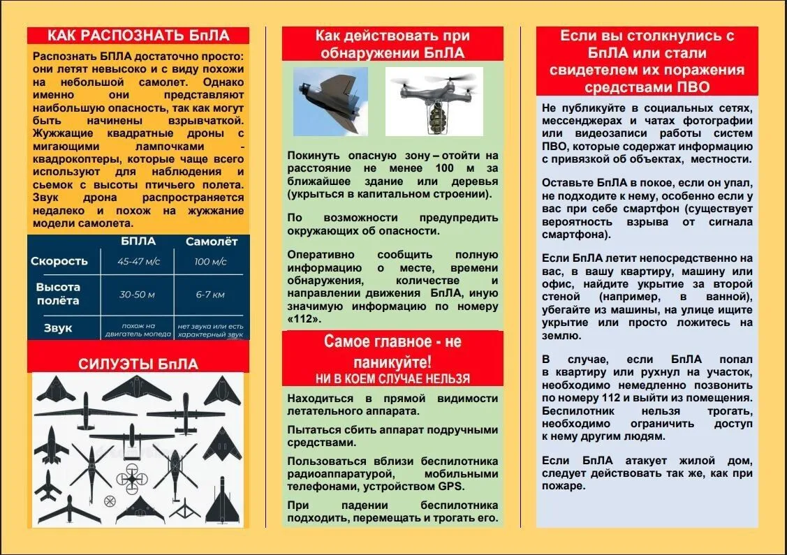 📢 Что делать, если увидели БПЛА?