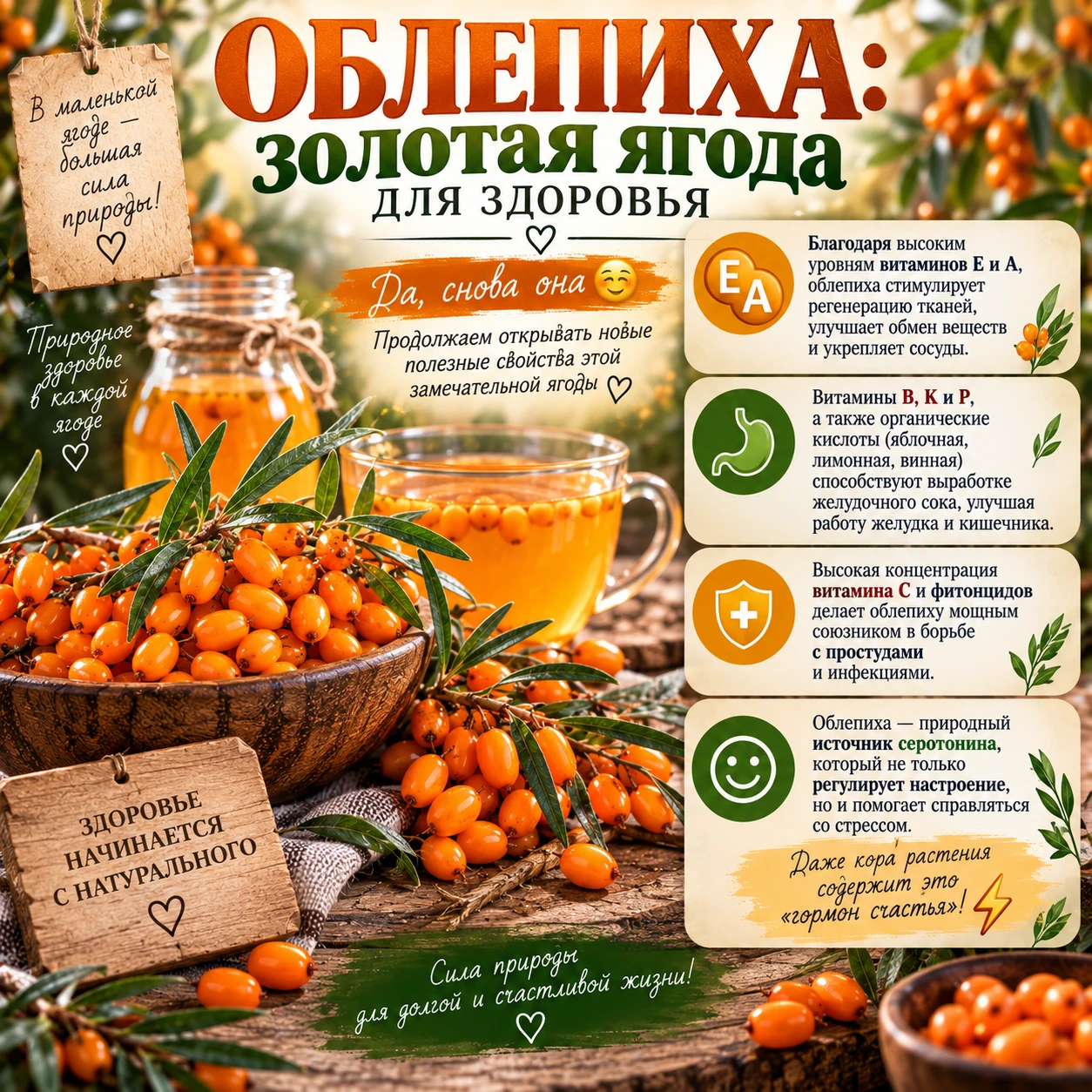 Облепиха: золотая ягода для здоровья 👍