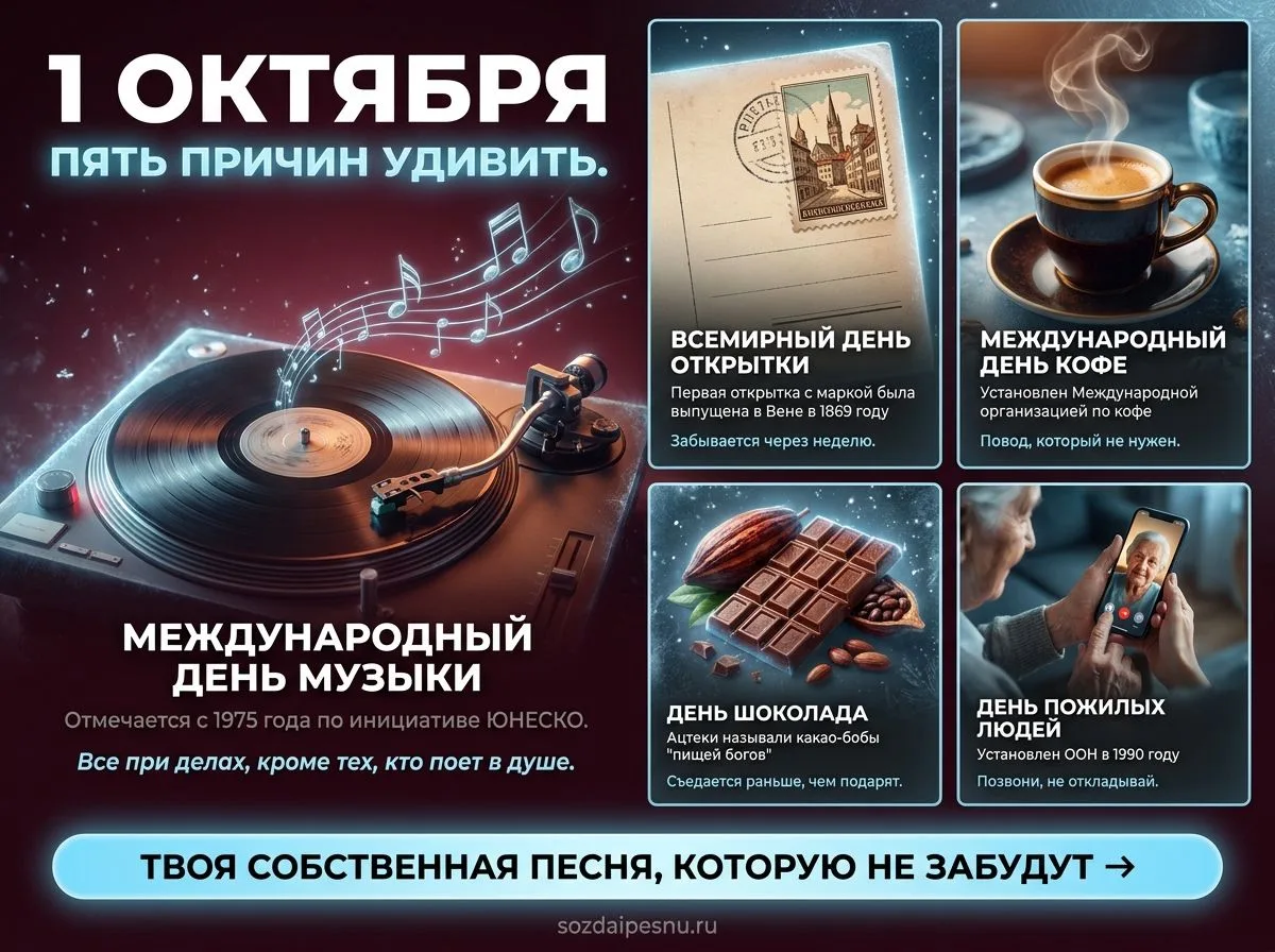 🎵 Сегодня, 1 октября, сразу пять поводов — выбирай любой.