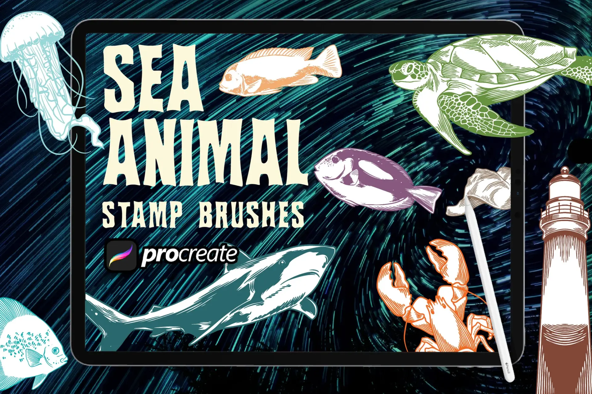 👨‍🎨 Dansdesign Sea Animals Brush Stamp Procreate