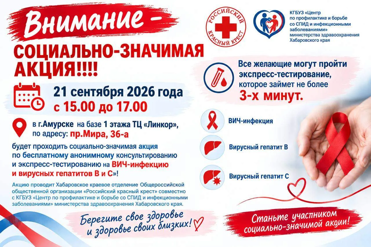 ❗️Внимание, жители Амурска! Социально значимая акция по экспресс-тестированию на ВИЧ и ...