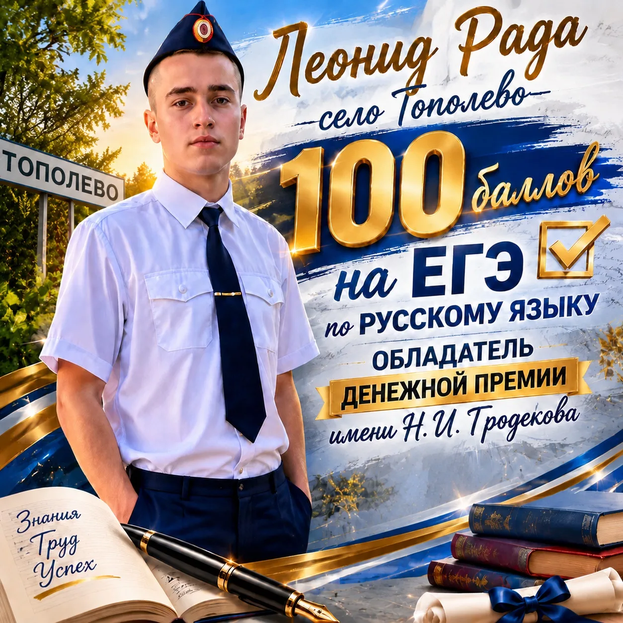 Первый 100-бальник в Хабаровском районе!

Выпускник школы села Тополево Леонид Рада получил 100 балл
