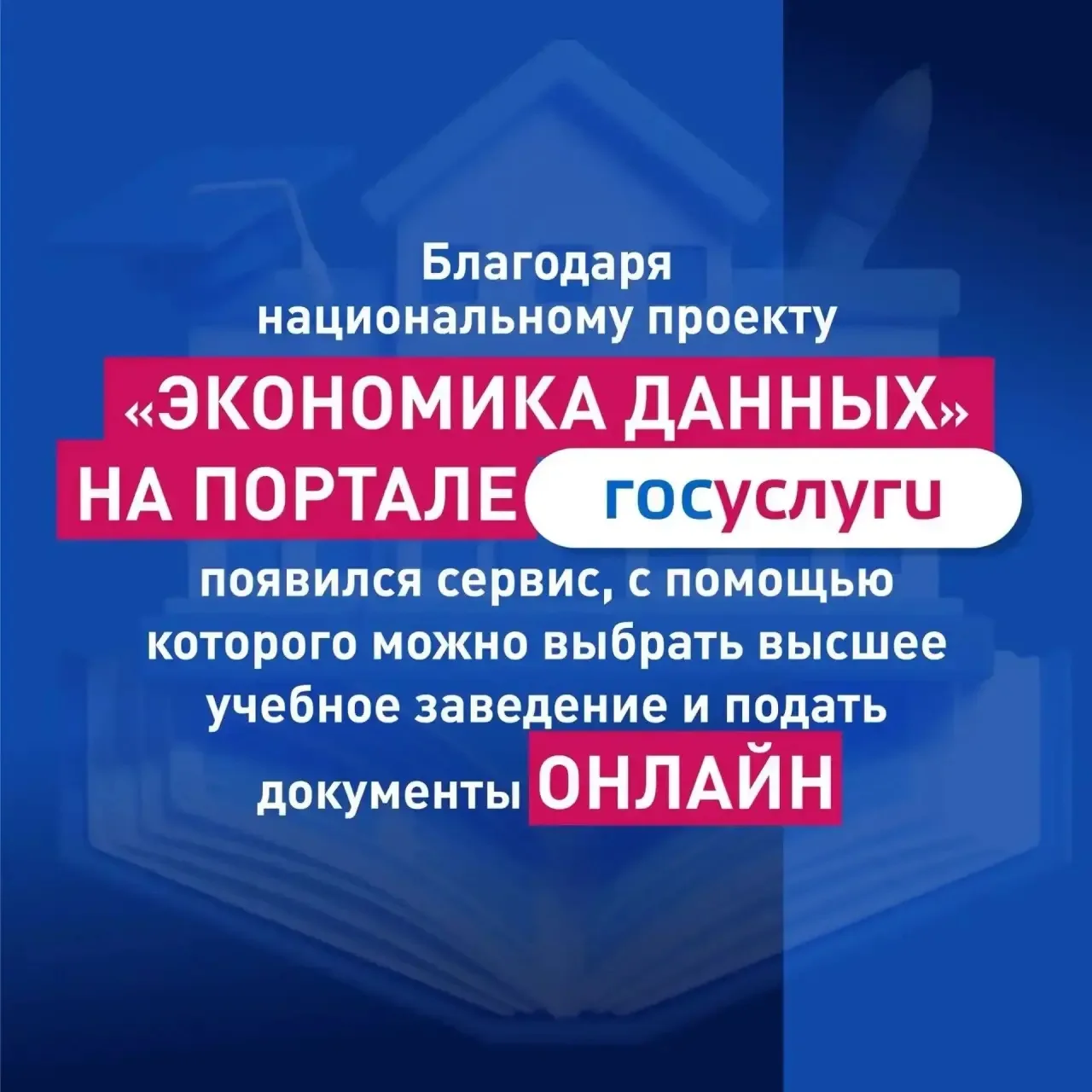 Сервис «Поступление в вуз онлайн», запущенный в рамках нацпроекта «Экономика данных», даёт возможнос