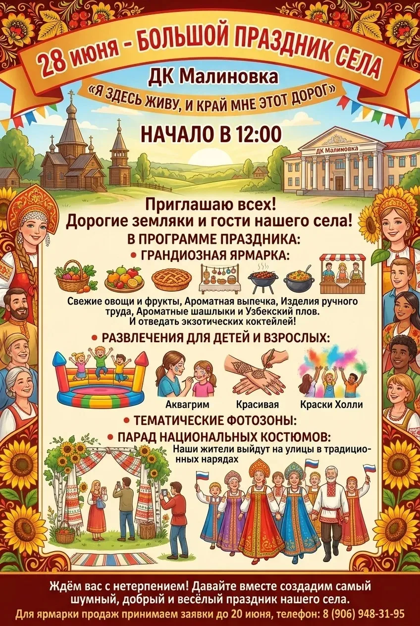 Ждём учеников, родителей и учителей на ежегодный праздник села!🎉

В этом году в честь Года единства