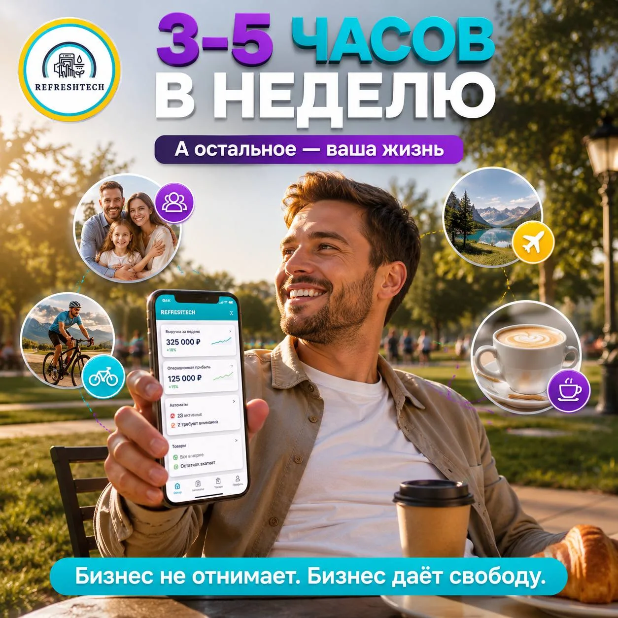 🔥Бизнес не должен быть вторым рабочим днём.

Мы часто слышим: «Наверное, придётся сидеть с утра до 