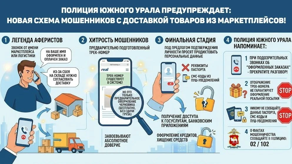 «Вам оформлена доставка из маркетплейса»: полицейские Южного Урала выявили новую уловку...