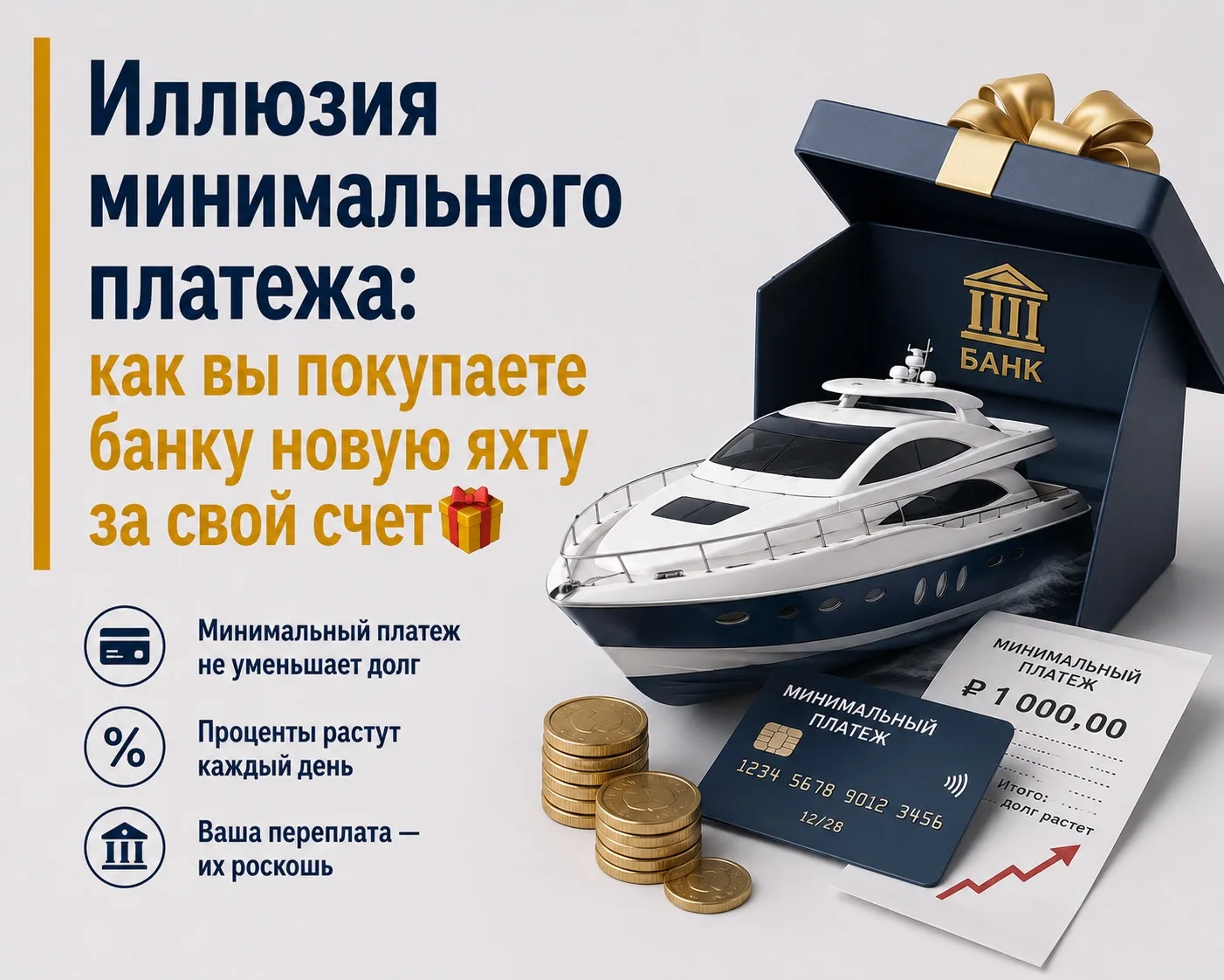 Иллюзия минимального платежа: как вы покупаете банку новую яхту за свой счет🛥️
