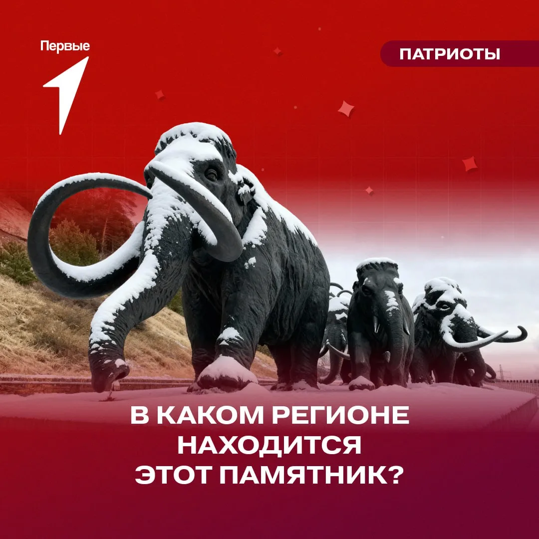 🦣 Перед тобой один из впечатляющих памятников России — памятник мамонтам!