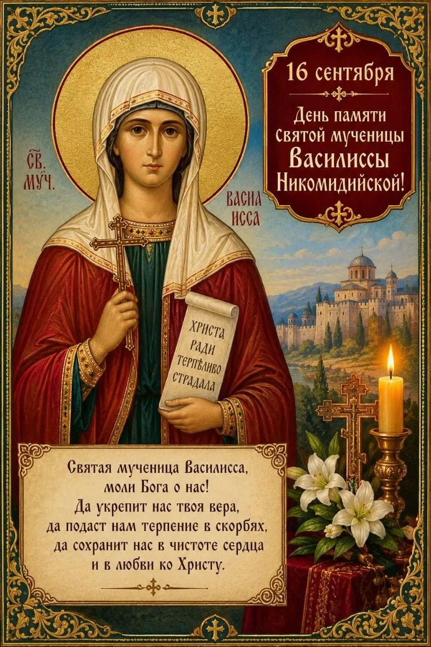 🕊 16 Сентября День Памяти Святой Мученицы Василиссы Никомидийской 🕊