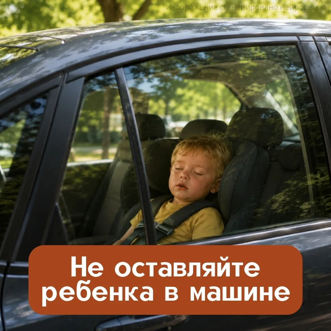 Оставлять ребёнка одного в машине даже на короткое время – опасно 🙅

Летом температура в салоне авт