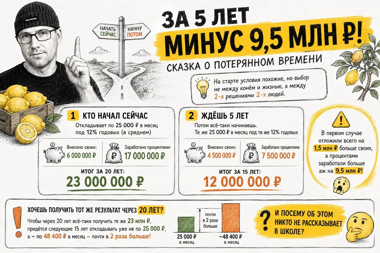 За 5 лет минус 9,5 млн.₽ 😱 Сказка от потерянном времени.

Все были на этой развилке (а кто-то и сей