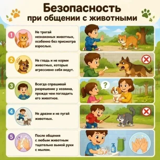 Безопасность при общении с животными!🐾