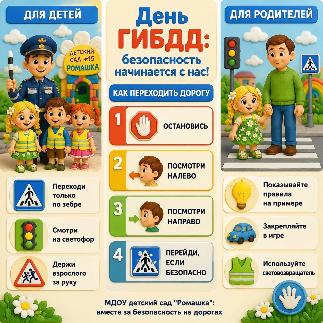 3 июля — День ГИБДД!

Сегодня отличный повод напомнить нашим малышам о самом важном — о безопасности