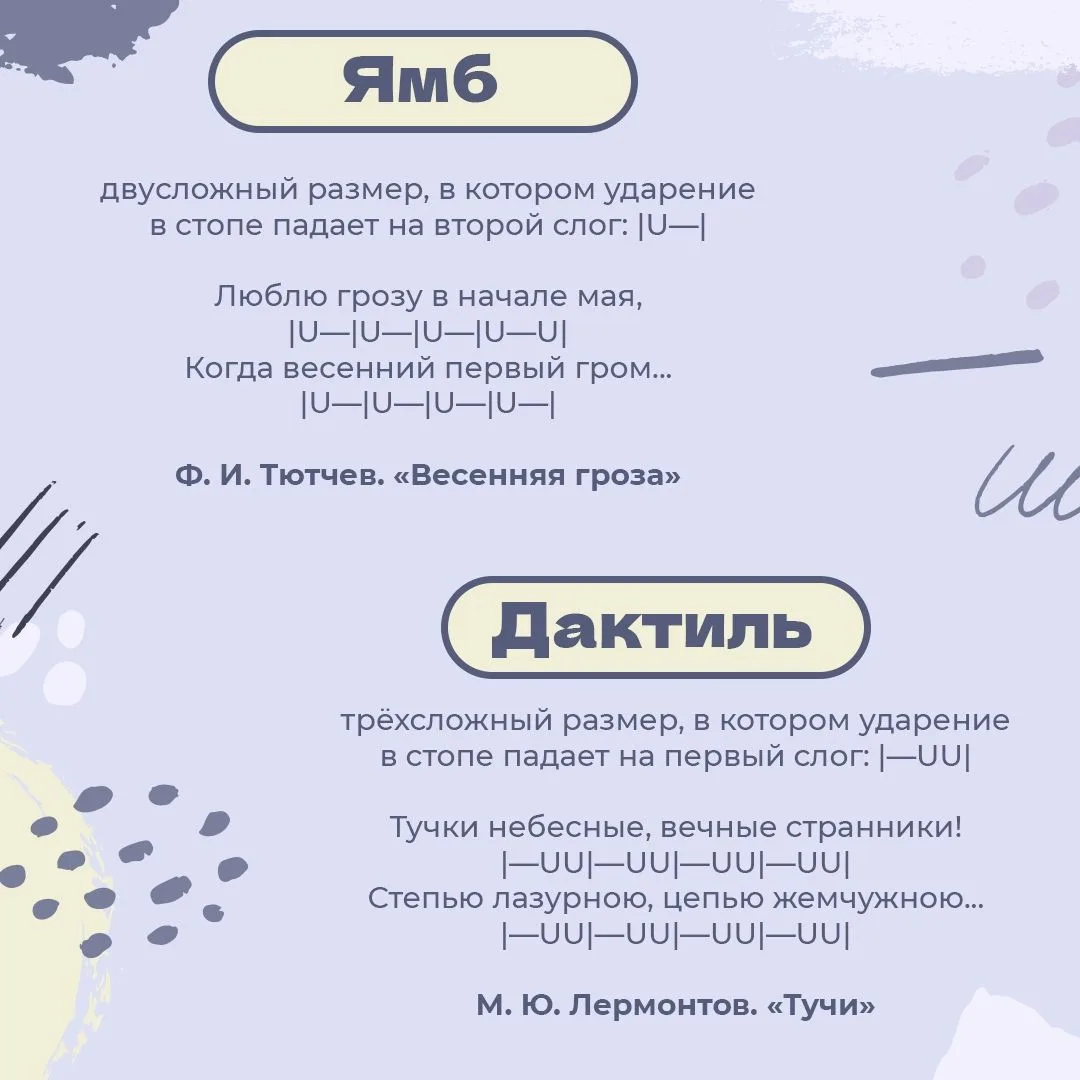 📝С этой шпаргалкой у вас больше не возникнет проблем с определением размера стихотворения на литерат