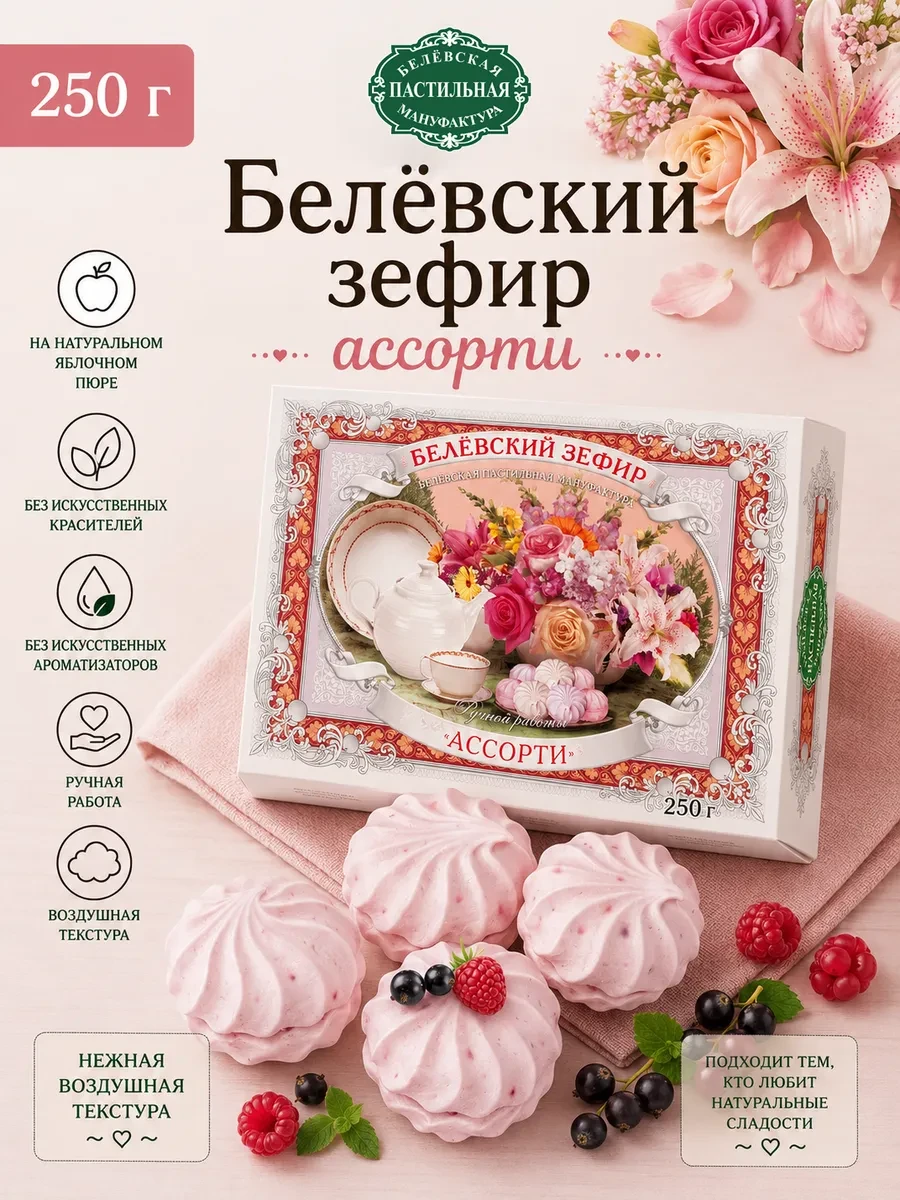 ⚡️ Белевский Зефир Ассорти, 250 г, Белевские сладости