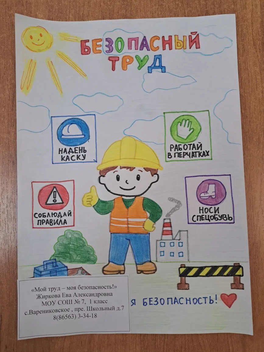 Учащиеся нашей школы приняли участие в конкурсе рисунков «Безопасный труд глазами детей...