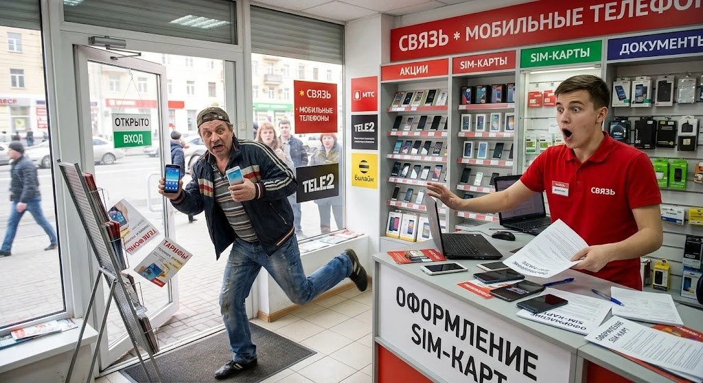📱В Бийске парень зашел в салон связи, отвлек продавца, просто схватил обеими руками дв...