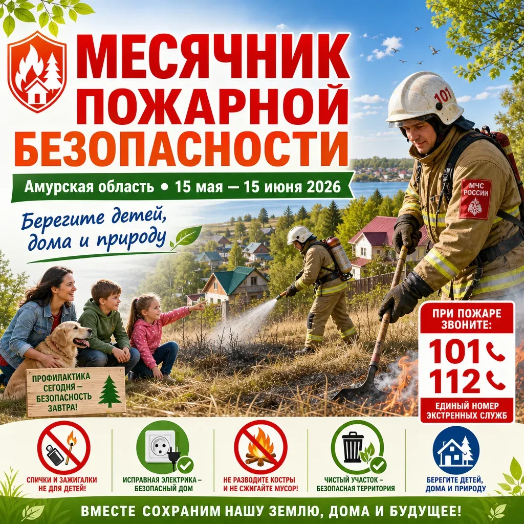 📢 Внимание: Месячник пожарной безопасности в Амурской области