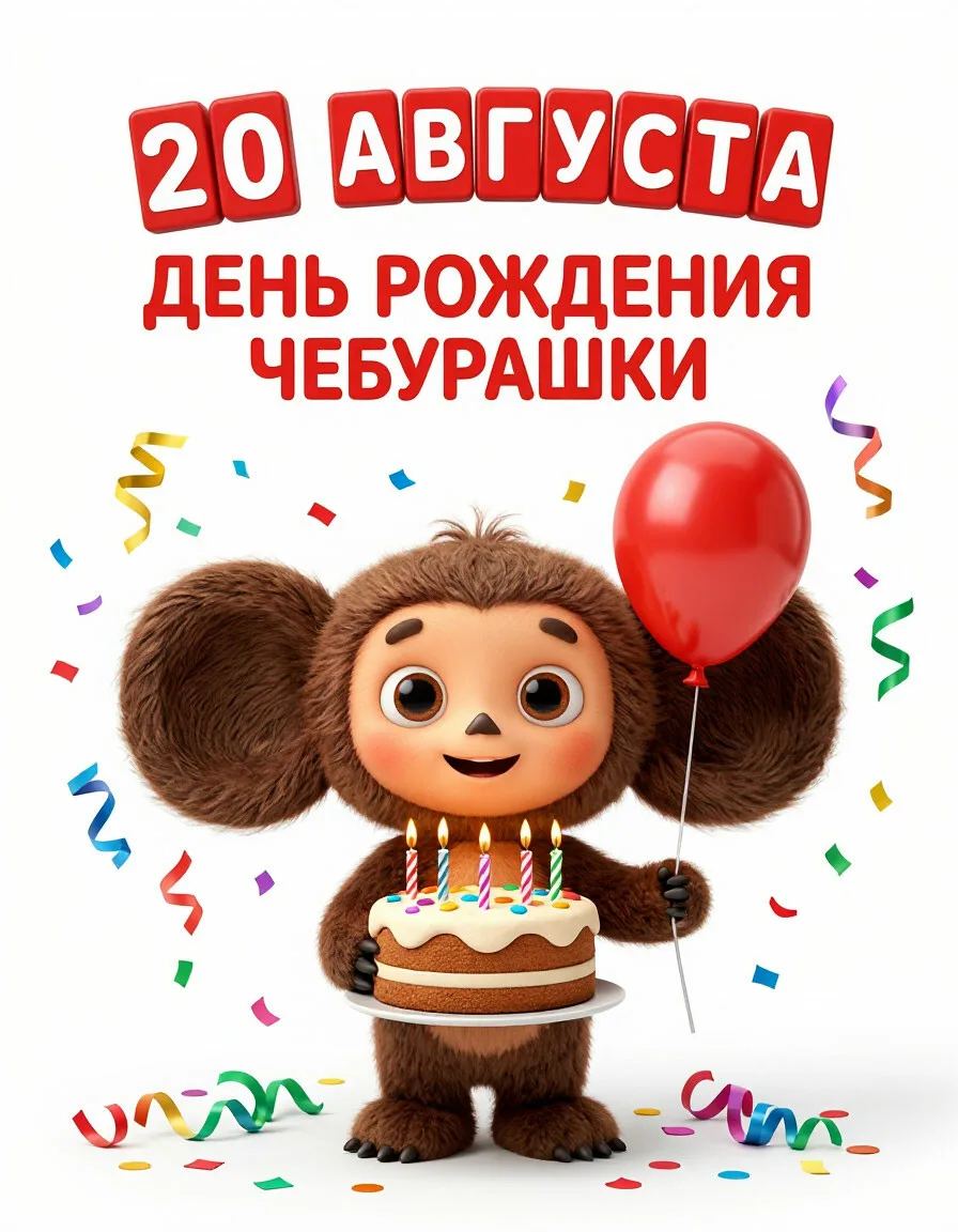 🎉 20 августа — день рождения Чебурашки!