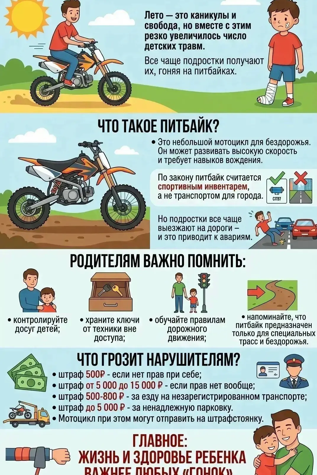 🚨 Покупая ребенку питбайк, вы можете подарить ему не свободу, а трагедию...