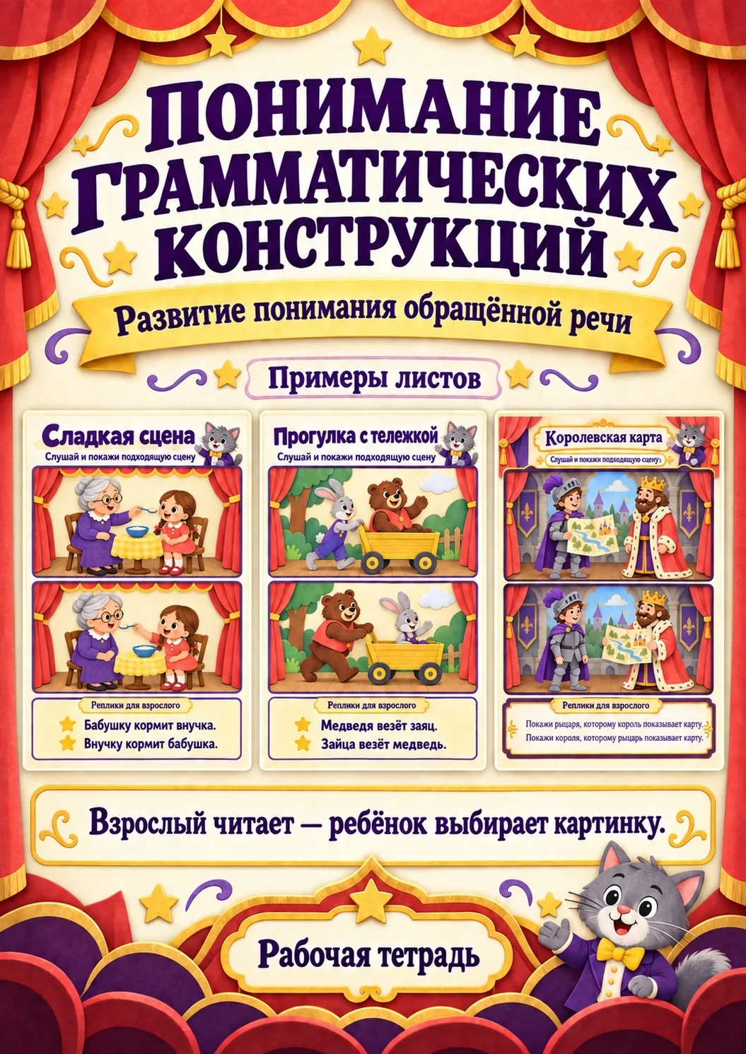 🖇 ПОНИМАНИЕ ГРАММАТИЧЕСКИХ КОНСТРУКЦИЙ — РАБОЧАЯ ТЕТРАДЬ НА 20 ЛИСТОВ 🎭🧠