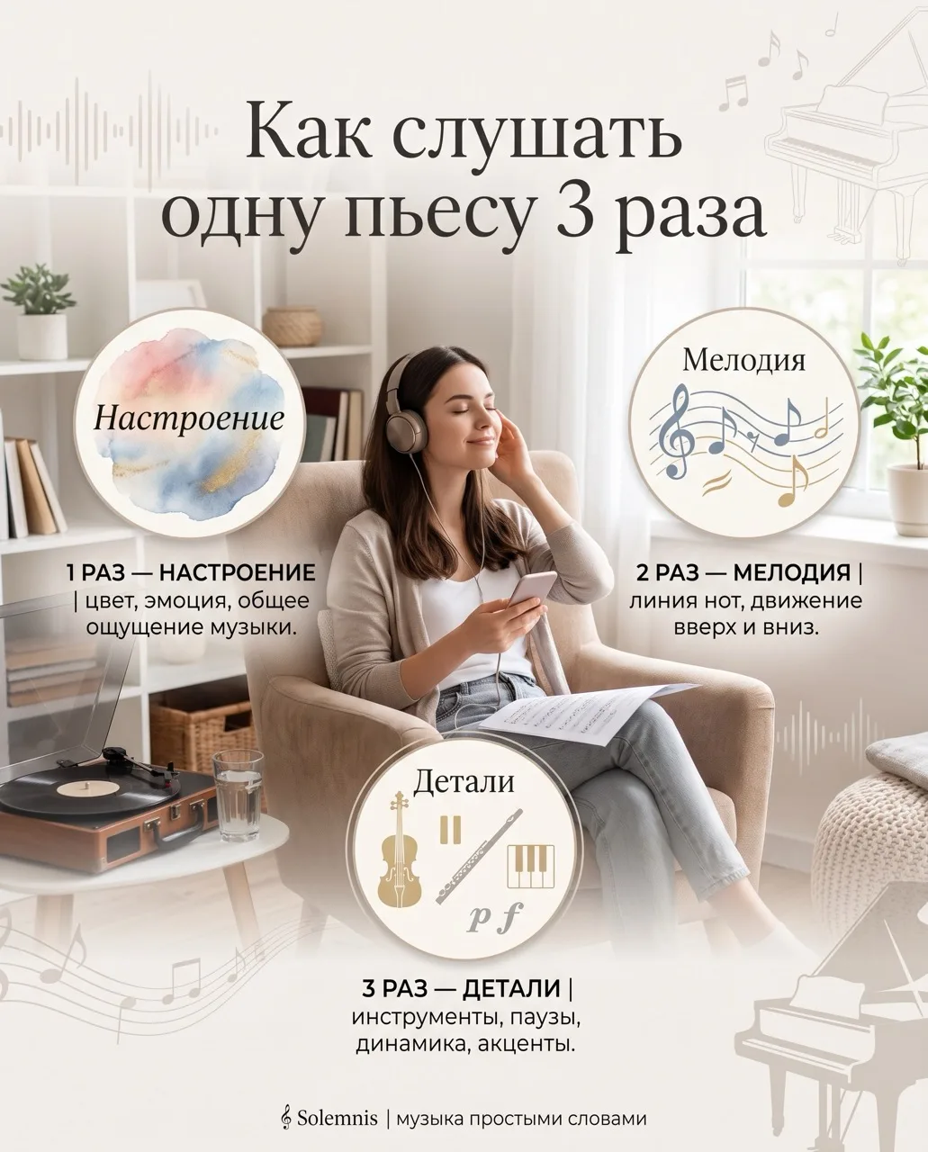 Как слушать одну пьесу 3 раза? (Мой любимый способ)