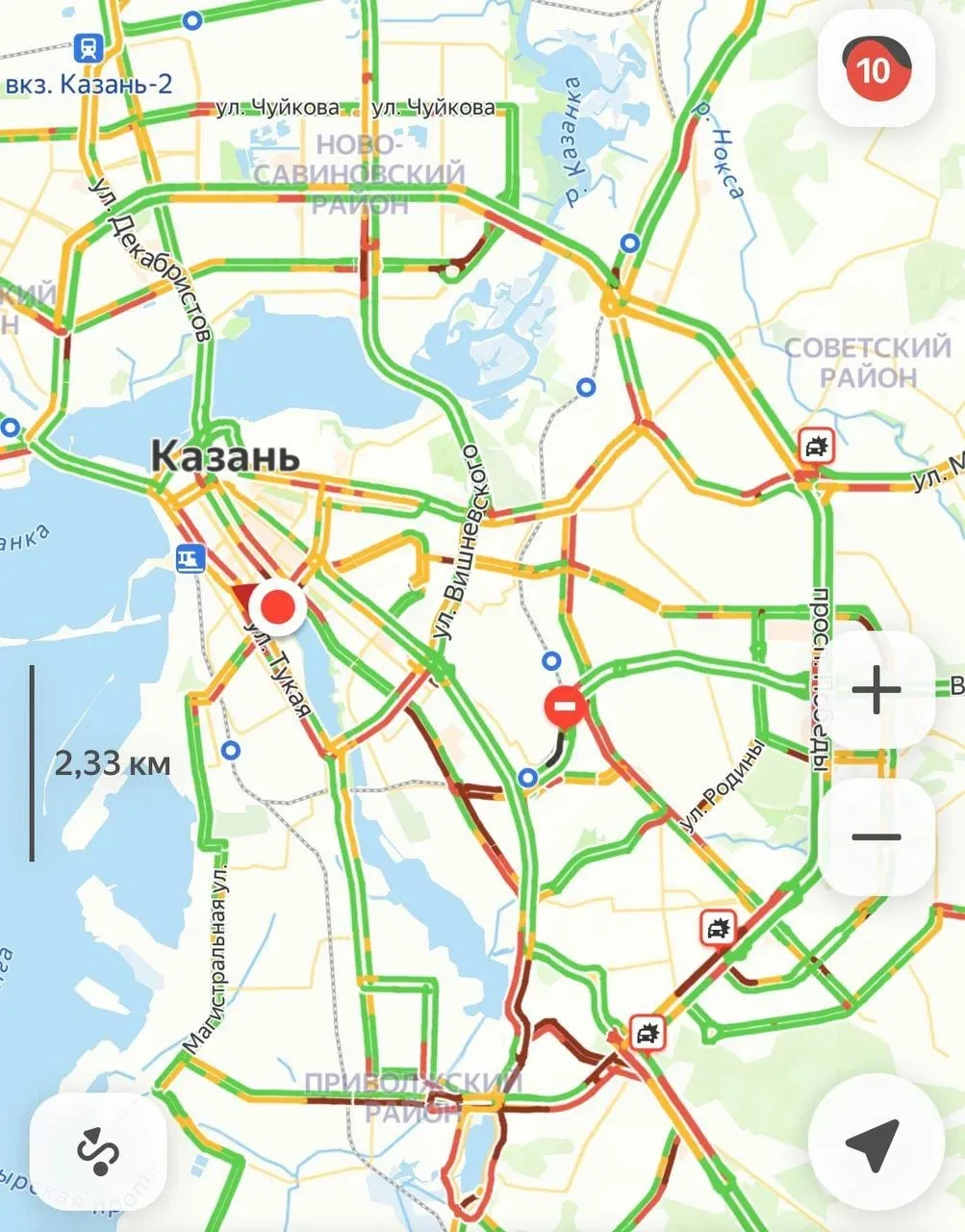 ⛔️Пробки в Казани достигли 10 баллов