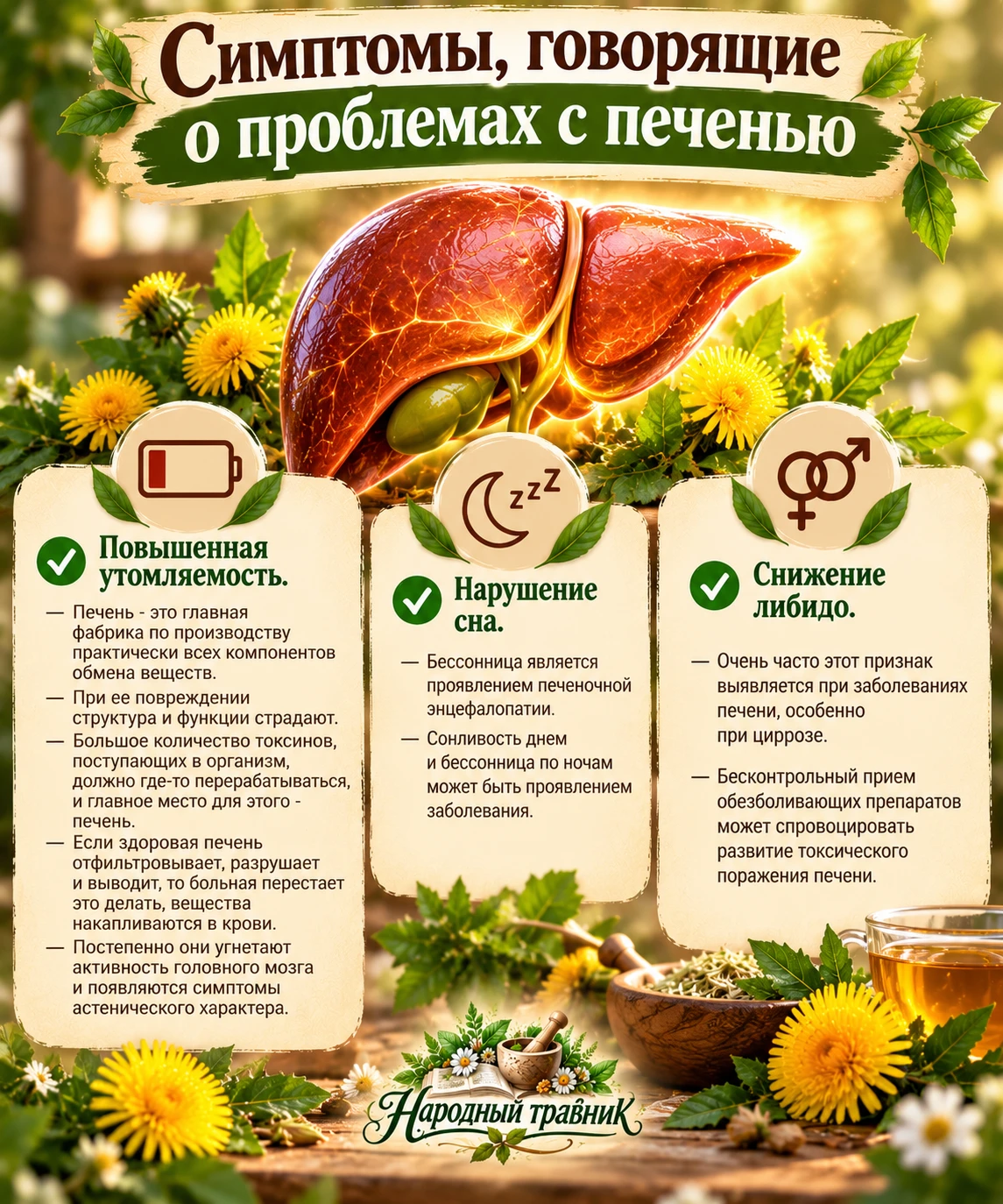 ☝️Симптомы, говорящие о проблемах с печенью.