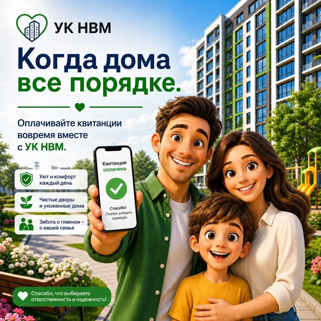 📅 Напоминаем: платежи за ЖКУ нужно вносить до 15 числа месяца, следующего за расчётным.