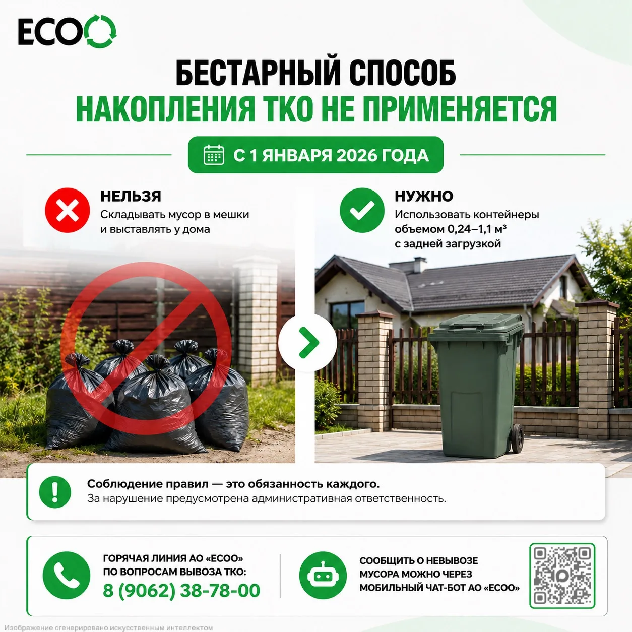 📣Напоминаем: бестарный способ накопления ТКО не применяется