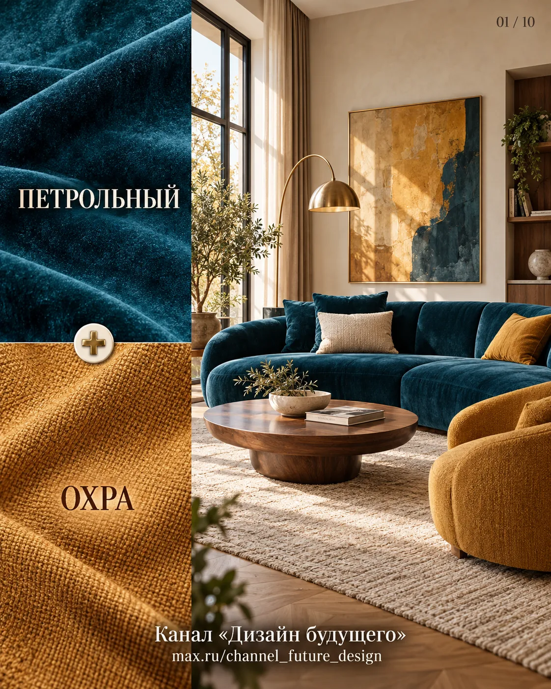 🎨 Друзья, собрал 10 сочетаний для интерьера. На каждой карточке — образцы оттенков и п...