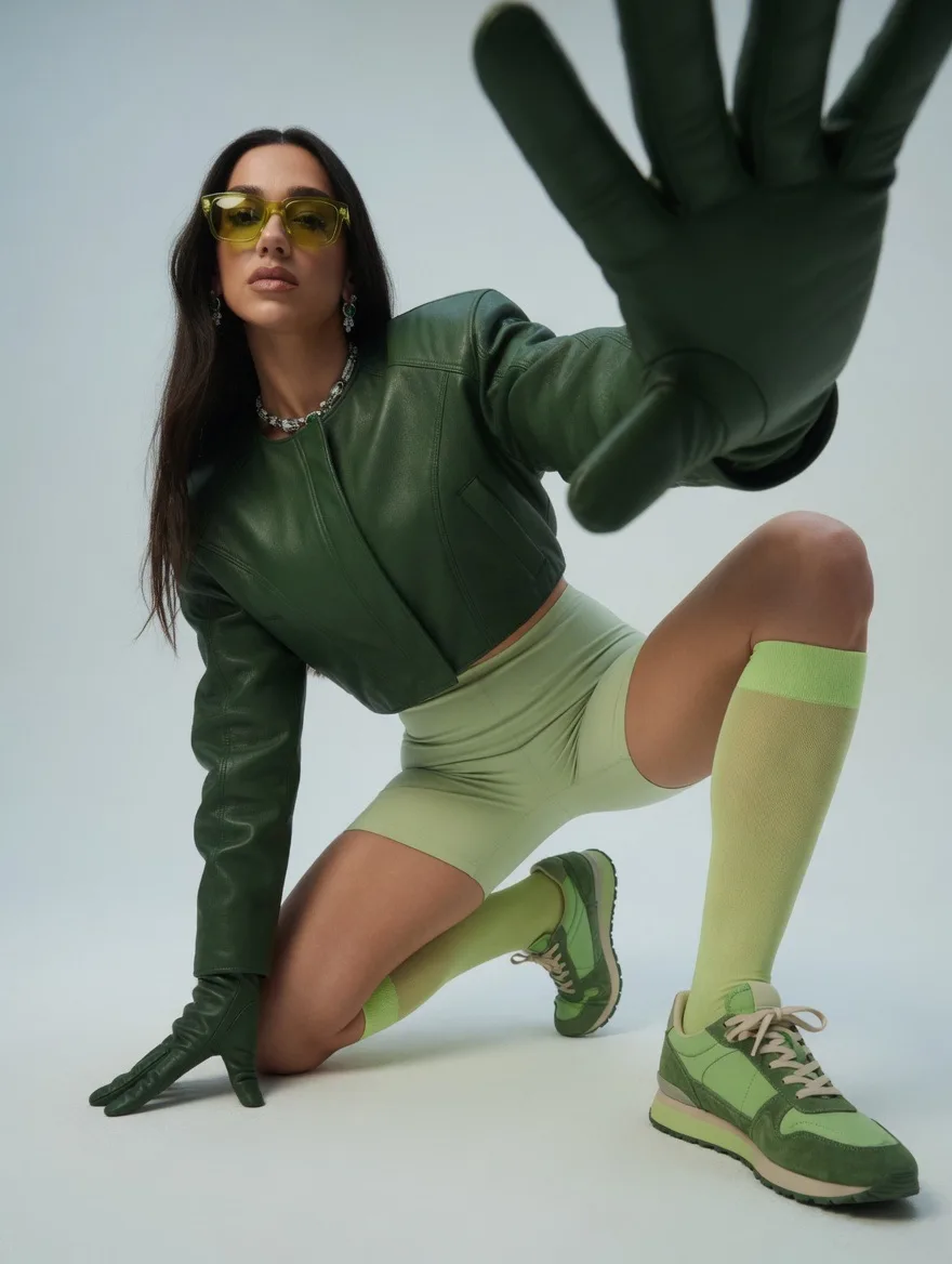 low dynamic kneeling pose with one knee on the ground and the other leg bent forward, one hand press