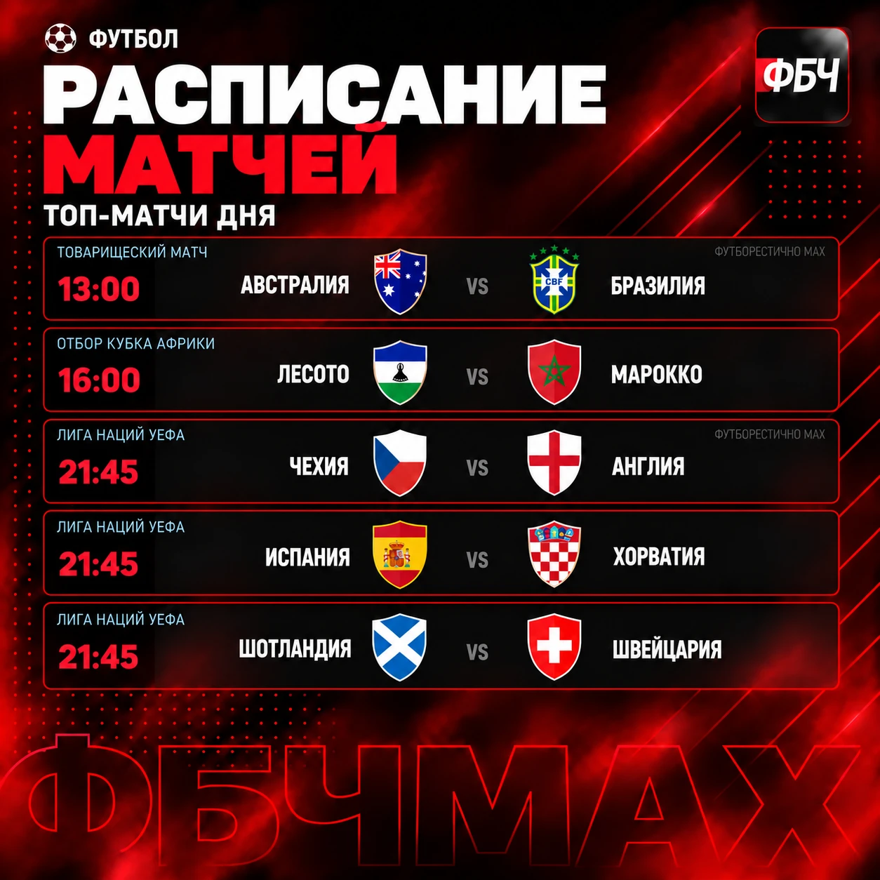 ⚽ ВЕЧЕР ТОП-СБОРНЫХ!