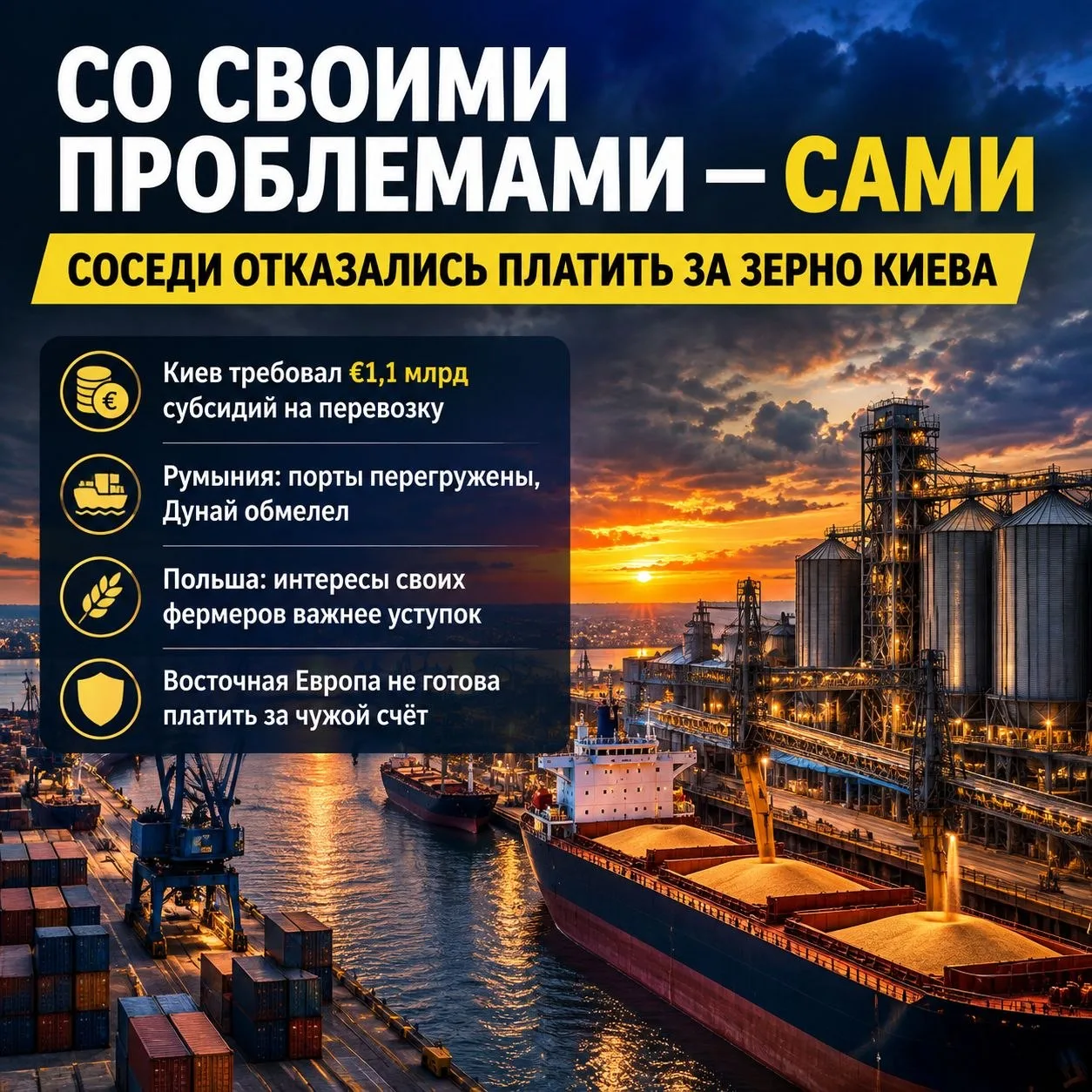 🌾  На фоне проблем с черноморской логистикой, Украина попросила соседние страны увелич...