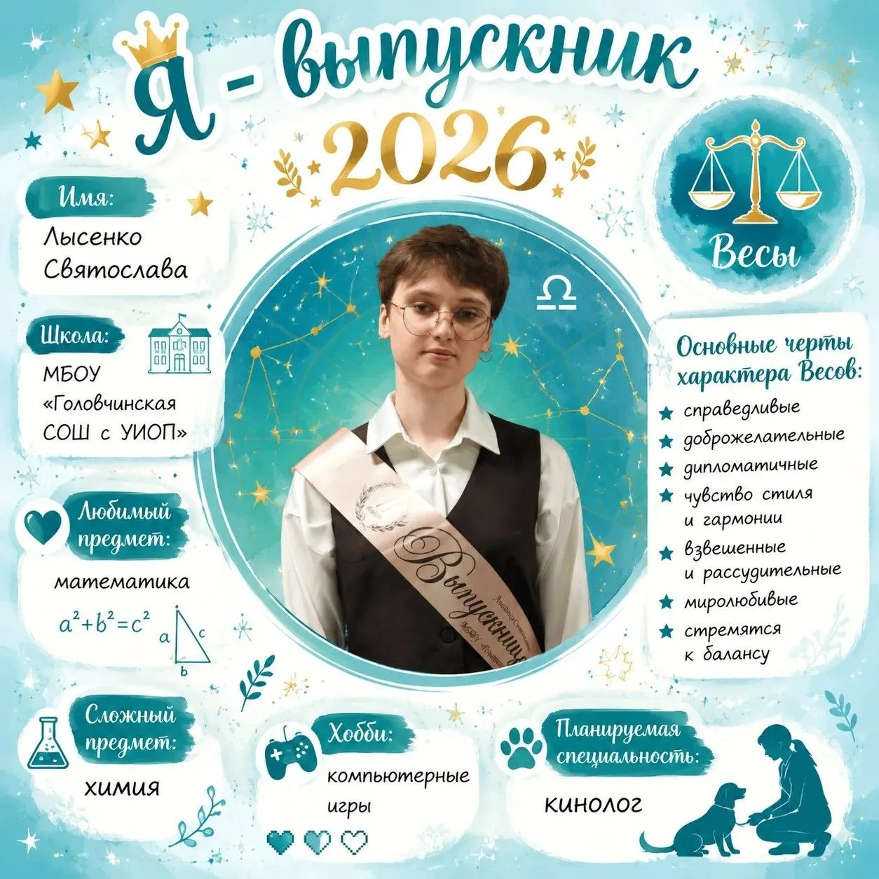Весы в фокусе: знакомимся с Лысенко Святославой! 

Раньше её любимым предметом была математика: «Бол