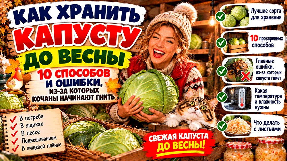 Как хранить капусту до весны – 10 способов и ошибки, из-за которых кочаны начинают гнит...