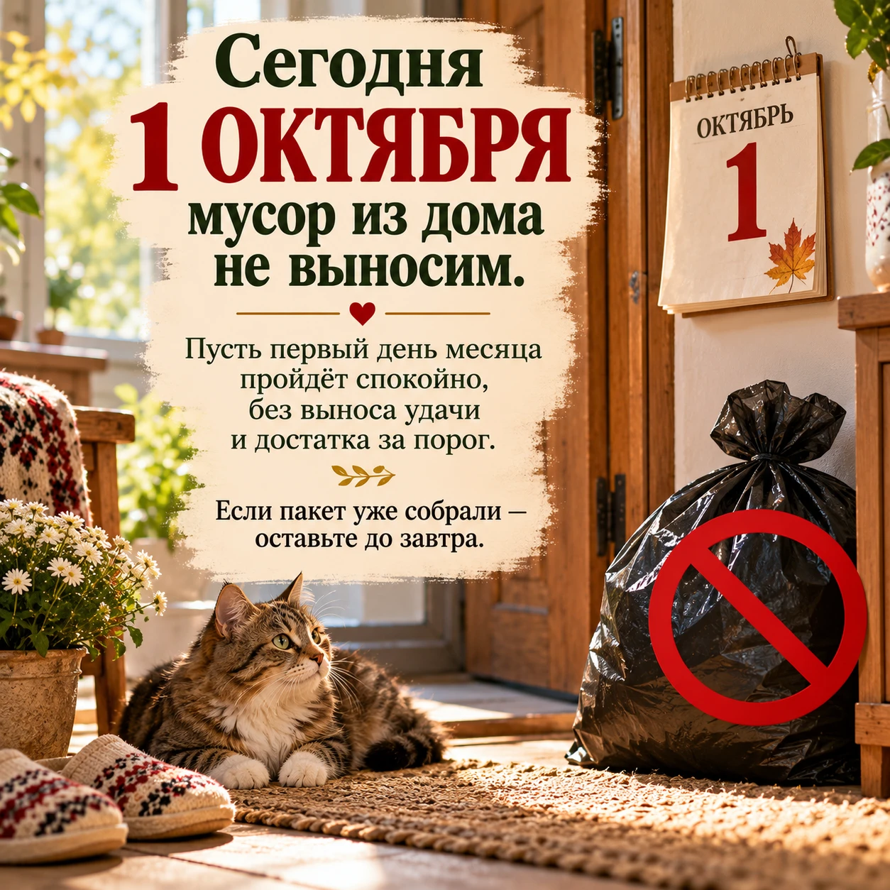 🍂 1 октября удачу из дома не выносим.